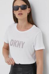 DKNY tricou femei, culoarea alb 9BYX-TSD17E_00X
