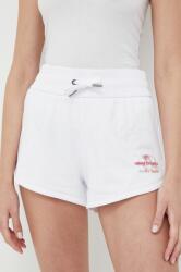 Armani Exchange pantaloni scurti femei, culoarea alb, neted, high waist PPYX-SZD0M9_00X