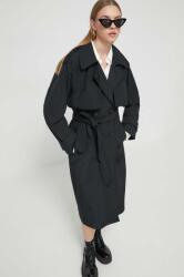 Abercrombie & Fitch palton femei, culoarea negru, de tranzitie, cu doua randuri de nasturi 9BYX-KPD0C3_99X