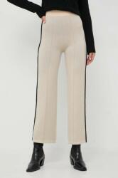 Beatrice B pantaloni de lana culoarea bej, drept, high waist MBYX-SPD00T_01X