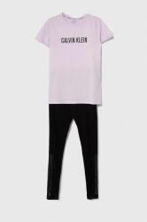 Calvin Klein Underwear pijamale de bumbac pentru copii culoarea violet, cu imprimeu 9BYX-BIG020_04X