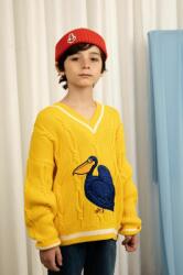 Mini Rodini pulover de bumbac pentru copii culoarea galben 9BYX-SWK001_11X