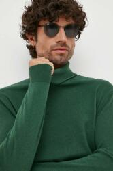 Benetton pulover din amestec de lana barbati, culoarea verde, light, cu guler 9BYX-SWM09Z_79X