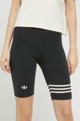 adidas Originals pantaloni scurti femei, culoarea negru, cu imprimeu, high waist PPYX-SZD01R_99X