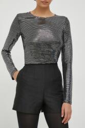 Sisley pantaloni scurti femei, culoarea negru, neted, high waist 9BYX-SZD06F_99X
