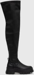 Buffalo cizme Aspha Stretch Overknee femei, culoarea negru, cu platforma 9BYY-OBD1NN_99X