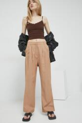 Abercrombie & Fitch pantaloni din in culoarea bej, lat, high waist PPYX-SPD0AG_08X