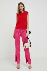United Colors of Benetton pantaloni femei, culoarea roz, drept, high waist PPYX-SPD0LZ_43X