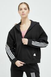 Adidas bluza femei, culoarea negru, cu glugă, cu imprimeu PPYX-BLD05A_99X