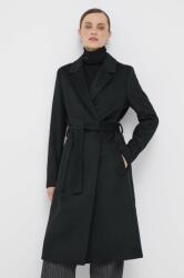 Calvin Klein palton de lana culoarea negru, de tranzitie, cu doua randuri de nasturi 9BYX-KPD0B6_99X