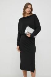 Sisley rochie culoarea negru, midi, oversize 9BYX-SUD14W_99X