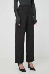 Weekend Max Mara pantaloni femei, culoarea negru, drept, high waist 9BYX-SPD0I9_99X