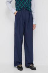 United Colors of Benetton pantaloni femei, culoarea albastru marin, lat, high waist 9BYX-SJD0BL_59X