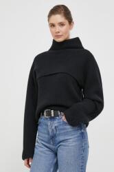 Calvin Klein pulover de lana femei, culoarea negru, călduros, cu guler 9BYX-SWD15J_99X