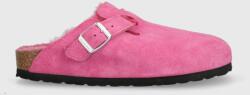 Birkenstock papuci din piele intoarsa Boston femei, culoarea roz, 1025552 9BYX-KLD02N_43X