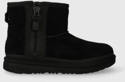 Ugg cizme de zapada din piele intoarsa KIDS CLASSIC MINI ZIPPER TAPE L culoarea negru 9BYX-OBK0L7_99X