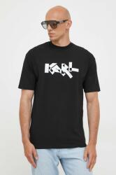 Karl Lagerfeld tricou barbati, culoarea negru, cu imprimeu 9BYX-TSM017_99X