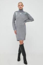 LIU JO rochie din amestec de lana culoarea gri, mini, drept 9BYX-SUD0RN_90X