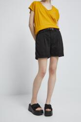 Medicine pantaloni scurti femei, culoarea negru, neted, medium waist ZPYX-SZD071_99X