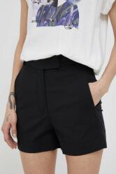 Bomboogie pantaloni scurti femei, culoarea negru, neted, high waist MPYX-SZD004_99X