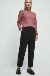 Medicine pantaloni femei, culoarea negru, fit chinos, high waist ZBYX-SPD504_99X