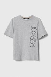 HUGO BOSS tricou de bumbac pentru copii culoarea gri, cu imprimeu 9BYX-TSK00P_90X
