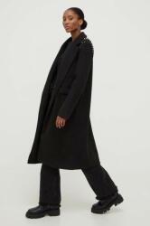 ANSWEAR palton femei, culoarea negru, de tranzitie, cu doua randuri de nasturi BMYX-KPD02S_99X