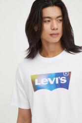 Levi's tricou din bumbac culoarea alb, cu imprimeu 9BYX-TSM09G_00X