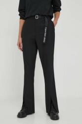 Calvin Klein Jeans pantaloni femei, culoarea negru, evazati, high waist 9BYX-SPD0Z9_99X