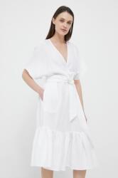 Ralph Lauren rochie din in culoarea alb, midi, evazati PPYX-SUD23F_00X