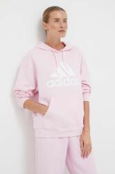 Adidas hanorac de bumbac femei, culoarea roz, cu glugă, cu imprimeu 9BYX-BLD0AC_30X