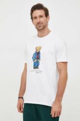 Ralph Lauren tricou din bumbac bărbați, culoarea alb, cu imprimeu 710854497 9BYX-TSM16K_00X