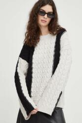 Herskind pulover de lana femei, culoarea bej, călduros, cu turtleneck 9BYX-SWD0DZ_01A