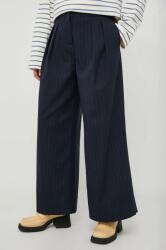 Lovechild pantaloni femei, culoarea albastru marin, lat, high waist 9BYX-SPD12T_59X