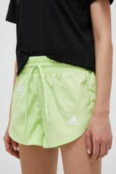 adidas pantaloni scurti femei, culoarea verde, cu imprimeu, medium waist 9BYX-SZD04I_77X