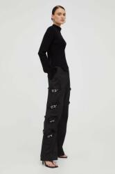 Gestuz pantaloni femei, culoarea negru, evazati, high waist 9BYX-SPD123_99X