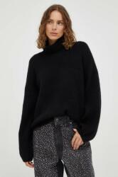 Gestuz pulover de lana femei, culoarea negru, călduros, cu guler 99KK-SWD0KD_99X