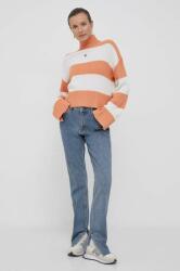 Calvin Klein pulover de bumbac culoarea bej, călduros, cu guler 9BYX-SWD195_01X