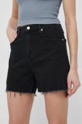 Calvin Klein Jeans pantaloni scurti jeans femei, culoarea negru, neted, high waist PPYX-SZD0C2_99J
