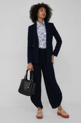 Emporio Armani pantaloni femei, culoarea albastru marin, lat, high waist PPYY-SPD04P_59X