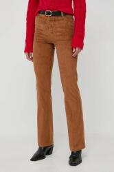 Twinset pantaloni de catifea cord culoarea maro, mulata, high waist 9BYX-SPD0UG_82X