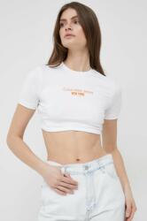 Calvin Klein Jeans tricou femei, culoarea alb PPYX-TSD12C_00X