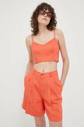 Drykorn pantaloni scurti din in culoarea portocaliu, neted, high waist PPYX-SZD0A9_22X