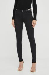 Morgan pantaloni femei, culoarea negru, mulata, medium waist 9BYX-SJD0HR_99X
