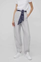 Emporio Armani pantaloni femei, culoarea gri, lat, high waist PPYY-SPD04R_09X