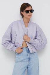 Calvin Klein Jeans geaca bomber femei, culoarea violet, de tranzitie 9BYX-KUD01K_04X