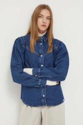 Karl Lagerfeld Jeans camasa jeans femei, culoarea albastru marin, cu guler clasic, regular 9BYX-BDD08H_59J