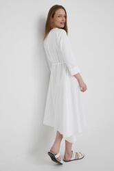 DKNY rochie din bumbac culoarea alb, maxi, evazati PPYY-SUD26B_00X