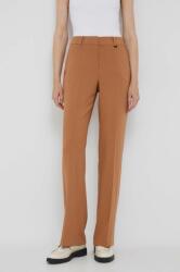 DKNY pantaloni femei, culoarea maro, drept, high waist 9BYX-SPD0UU_82X