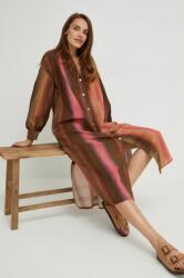 ANSWEAR rochie culoarea maro, midi, oversize BMYY-SUD04Y_88X
